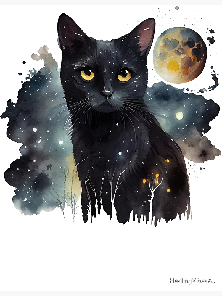 Black Cat & Books Watercolor Stickers Graphic by LineArt · Creative Fabrica