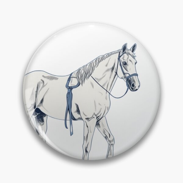 Item preview, Beautiful proud white horse in a style of japanese drawing designed and sold by CuteAnimalsFarm.