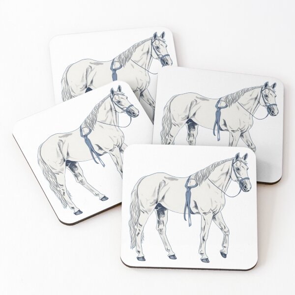 Item preview, Beautiful proud white horse in a style of japanese drawing designed and sold by CuteAnimalsFarm.