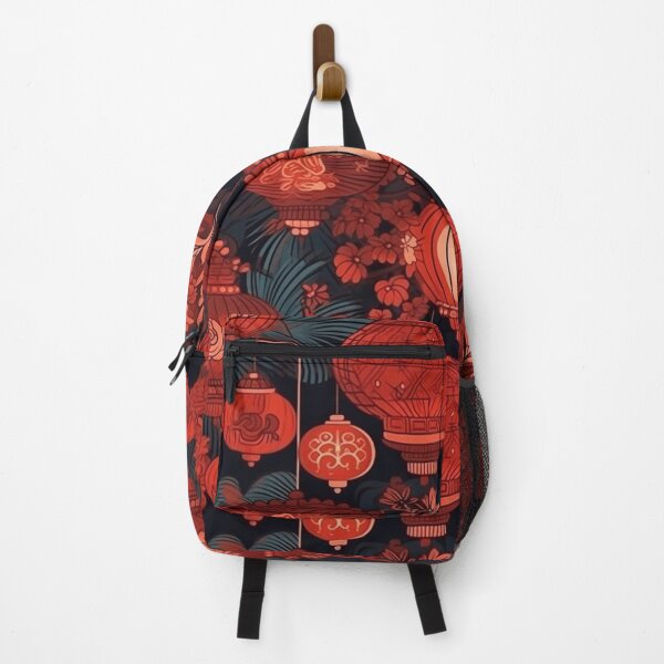 Item preview, Lanterns of Crimson Night - Colorful Repeating Pattern of Red Chinese Lanterns Glowing in the Night Sky designed and sold by EndlessTextures.