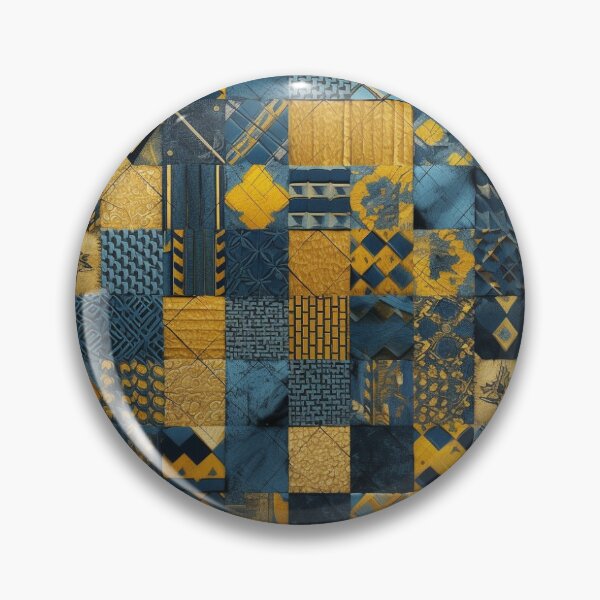Aperçu de l'œuvre Patchwork collage bleu et jaune créée et vendue par FloralSemblance.