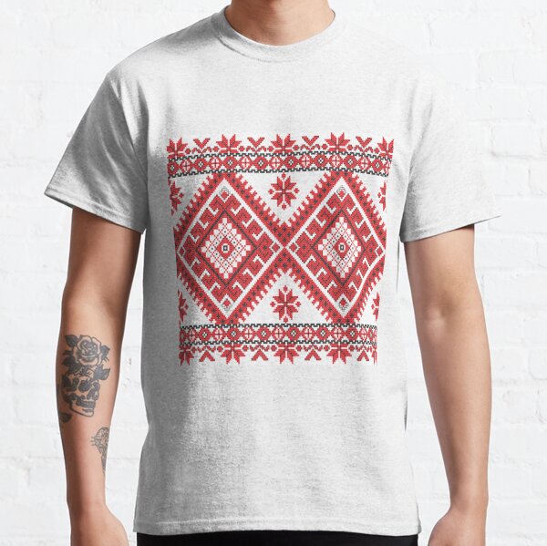 Ukraine Pattern - Ukrainian embroidery: вишивка, vyshyvka, #Ukraine #Pattern #Ukrainian #embroidery #вишивка #vyshyvka UkrainePattern #UkrainianEmbroidery #Украина Classic T-Shirt