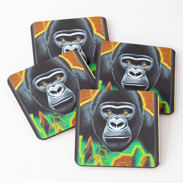 Item preview, Gorilla abstract art. Colourful jungle modern art. designed and sold by KumoMachina.