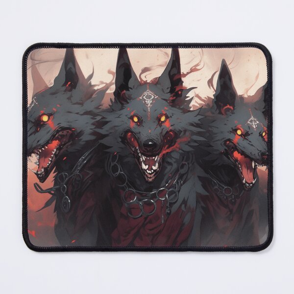 Item preview, Cerberus' Fury: A Visually Striking Anime-Style Depiction of the Fierce Hellhound designed and sold by InkspiredArt.