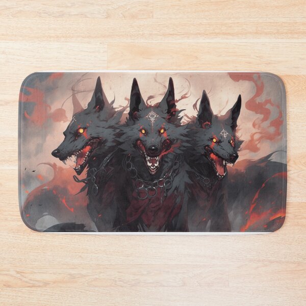 Item preview, Cerberus' Fury: A Visually Striking Anime-Style Depiction of the Fierce Hellhound designed and sold by InkspiredArt.