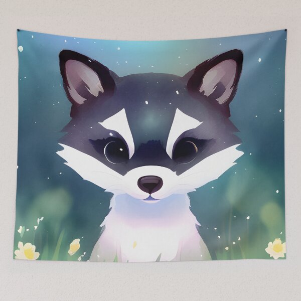 Item preview, Cute racoon in the grass, watercolor style designed and sold by Girly-Universe.
