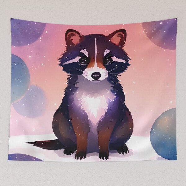 Item preview, Cute and angry racoon with bubbles in the air, watercolor style designed and sold by Girly-Universe.