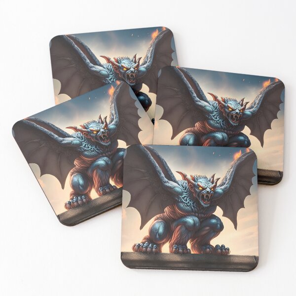 Item preview, Winged flaming Gargoyle on a building ledge designed and sold by magikman65.