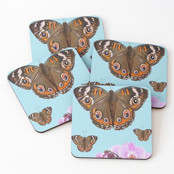 Artikelvorschau, Buckeye brauner Schmetterling & Orchidee entworfen und verkauft von Rachel Pegler Artworks.