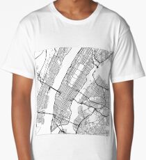 Manhattan - New York City - United States - Minimalist Design Map Long T-Shirt