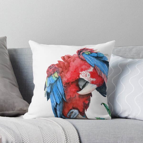 Item preview, Watercolor large parrot with colorful red and blue feathers designed and sold by MaryWatercolor.