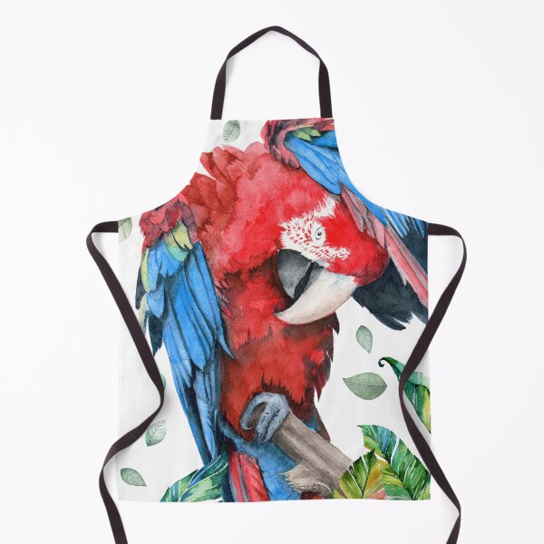 Item preview, Watercolor illustration of a large parrot with colorful red and blue vivid feathers designed and sold by MaryWatercolor.