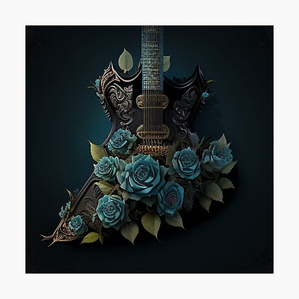 Item preview, Guitarra gótica con sus rosas azules designed and sold by Nickyvb.