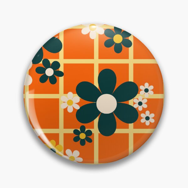 Artikelvorschau, Auffällige Flower-Power-Retro-Blumen direkt aus den 1970er Jahren - Orange und Gold entworfen und verkauft von BlackDogArtists.
