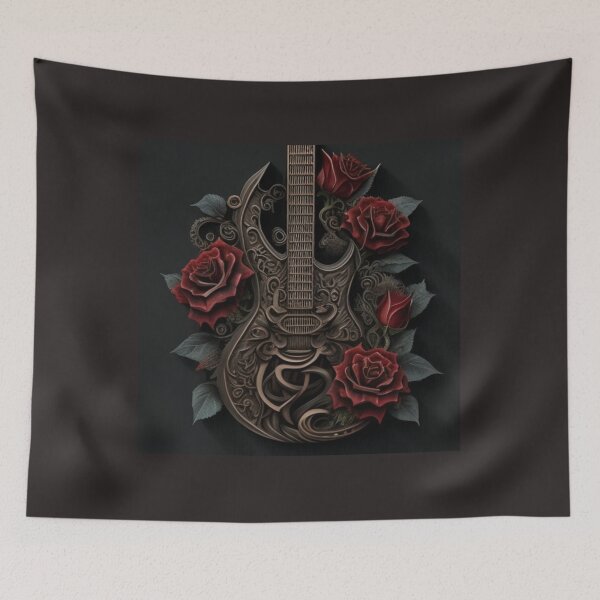 Item preview, Gothic guitar and its red roses designed and sold by Nickyvb.