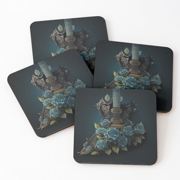Item preview, Gothic guitar with its blue roses designed and sold by Nickyvb.