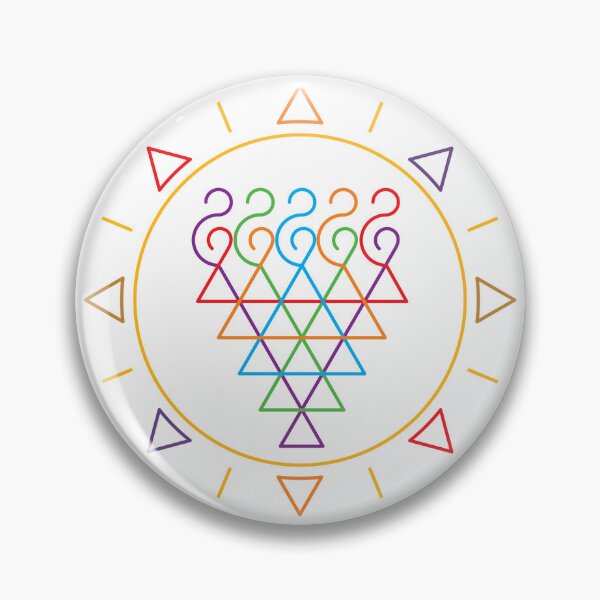 Item preview, Indian Symbol of Knowledge and Wisdom Surrounded with Geometric Sun in Rainbow Colors on White Background designed and sold by Wiggly Lines.
