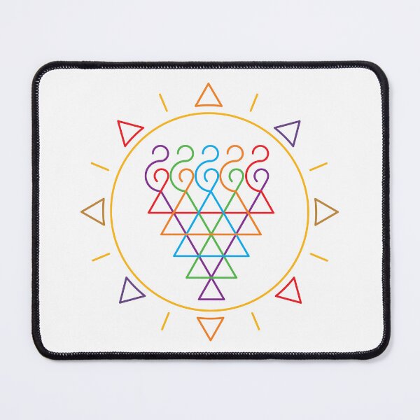 Item preview, Indian Symbol of Knowledge and Wisdom Surrounded with Geometric Sun in Rainbow Colors on White Background designed and sold by Wiggly Lines.