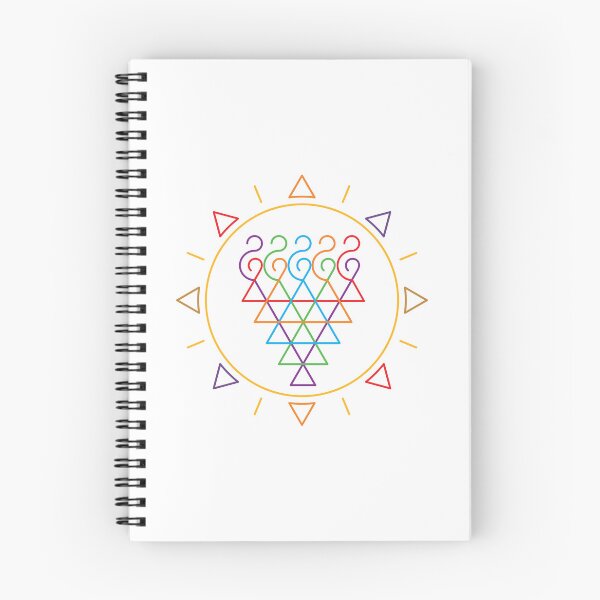 Item preview, Indian Symbol of Knowledge and Wisdom Surrounded with Geometric Sun in Rainbow Colors on White Background designed and sold by Wiggly Lines.