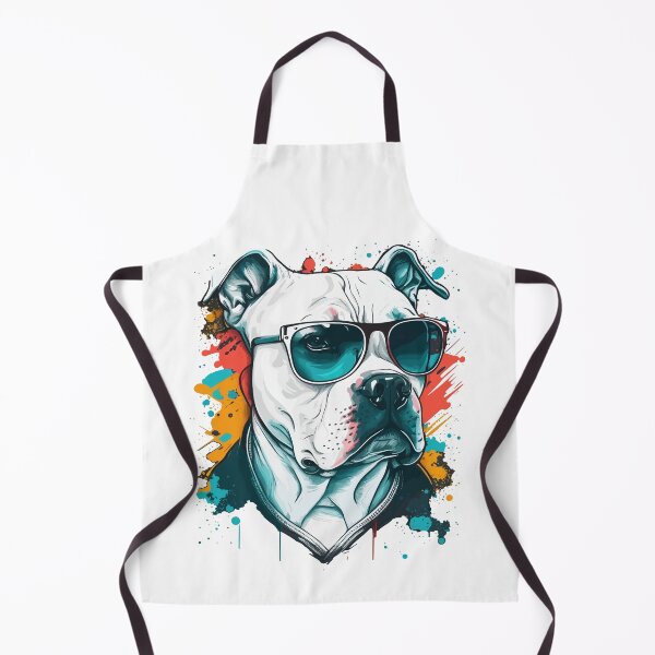 Item preview, Cool White Staffy Wearing Sunglasses On Colourful Splash Background designed and sold by TheRebelThreads.