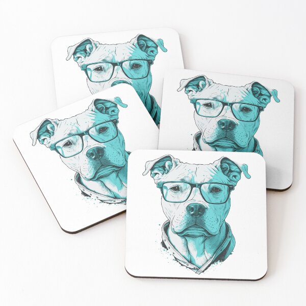 Item preview, Cool Sophisticated White Staffy Wearing Glasses  designed and sold by TheRebelThreads.