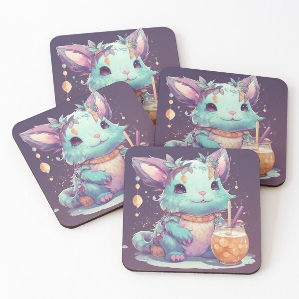 Item preview, Cute Anime Animal Drinking Bubble Tea designed and sold by DiamondBubbleT.