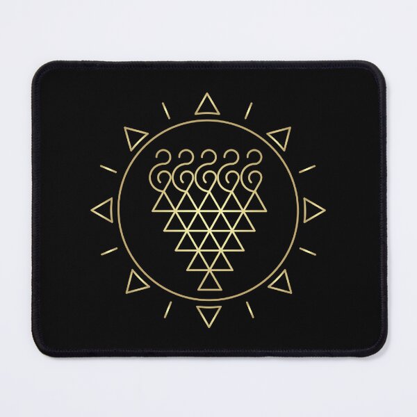 Item preview, Indian Symbol of Knowledge and Wisdom Surrounded with Geometric Sun in Golden Gradient on Black Background designed and sold by Wiggly Lines.