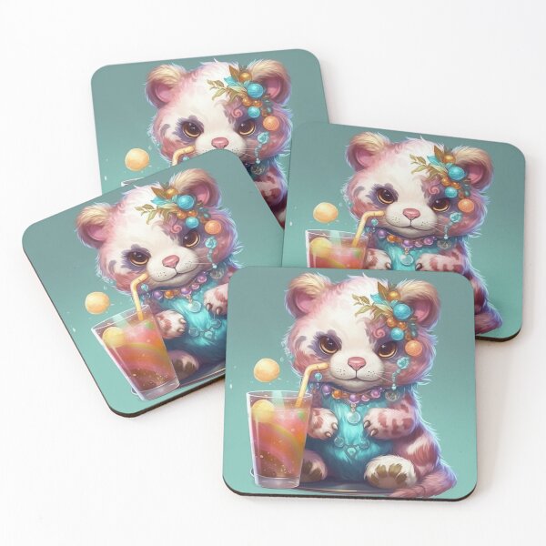 Item preview, Cute Anime Animal Drinking Bubble Tea designed and sold by DiamondBubbleT.