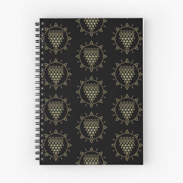 Item preview, Indian Symbol of Knowledge and Wisdom Surrounded with Geometric Sun in Golden Gradient on Black Background designed and sold by Wiggly Lines.