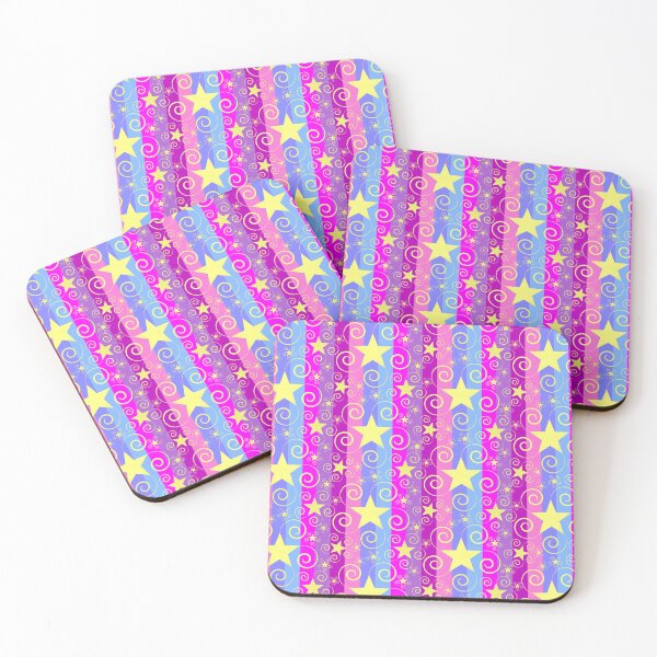 Item preview, Artticarlo Stars with Swirls Magenta Multicolor Vertical Stripes Half-drop Repeat 5748 designed and sold by Art in My Loft.