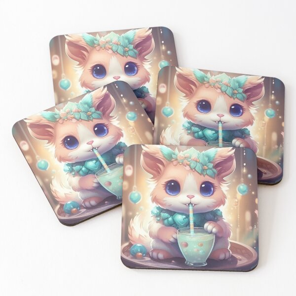 Item preview, Cute Anime Animal Drinking Bubble Tea designed and sold by DiamondBubbleT.