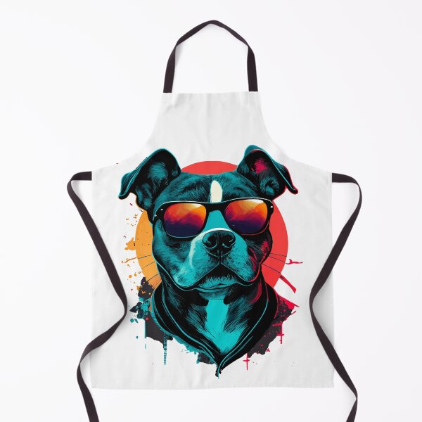 Item preview, Cool Staffy Wearing Sunglasses With Colourful Sun Background designed and sold by TheRebelThreads.