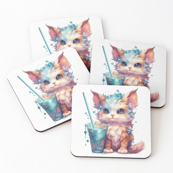 Item preview, Cute Anime Animal Drinking Bubble Tea designed and sold by DiamondBubbleT.