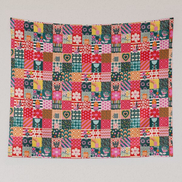 Item preview, Funky cottage core retro patchwork - cosy and warm  designed and sold by BlackDogArtists.