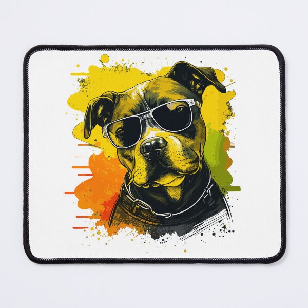 Item preview, Cool Staffy Wearing Sunglasses Head Tilted On Splash Background designed and sold by TheRebelThreads.