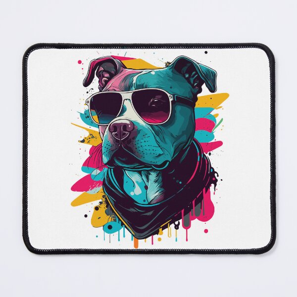 Item preview, Cool Staffy Wearing Sunglasses On Colourful Dripping Splash Background designed and sold by TheRebelThreads.