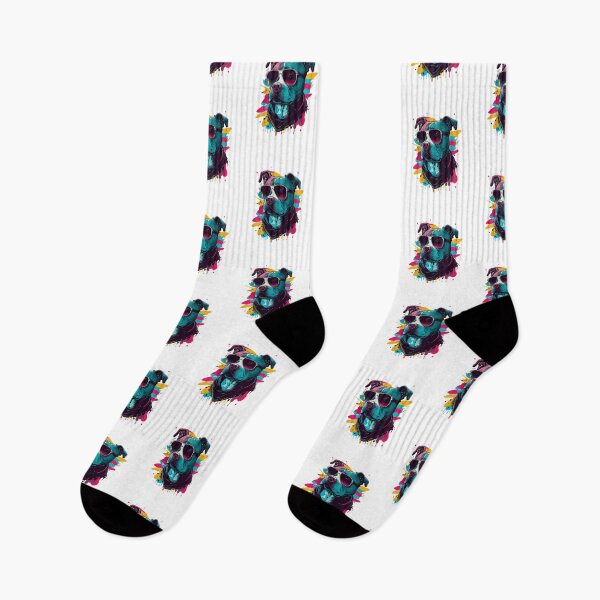 Item preview, Cool Staffy Wearing Sunglasses On Colourful Dripping Splash Background designed and sold by TheRebelThreads.