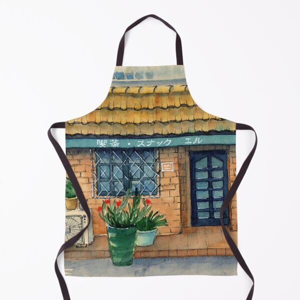 Item preview, Watercolor illustration of a small Asian cafe under a tiled roof designed and sold by MaryWatercolor.