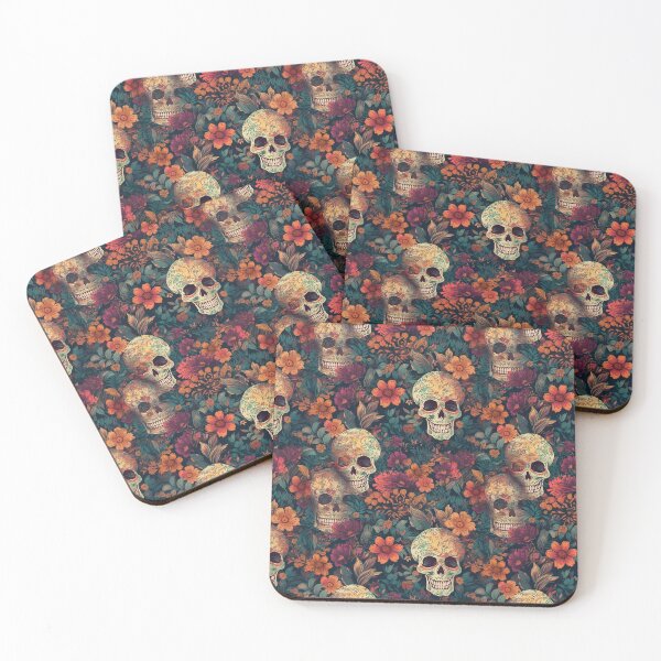 Item preview, Skulls and Flowers in Bloom Seamless pattern design for kids, teens and adults designed and sold by Flowsaiartshop.