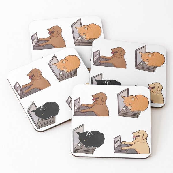 Item preview, Cats and Retriever Laptop Sticker Collections | Cute Funny cats and dog designed and sold by Golden Turtle Studio.