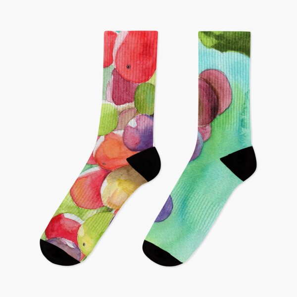 Item preview, Watercolor illustration of a bunch of colorful grapes designed and sold by MaryWatercolor.
