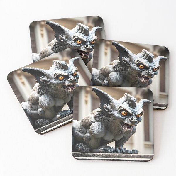 Item preview, Gargoyle with glowing eyes on a building ledge designed and sold by magikman65.
