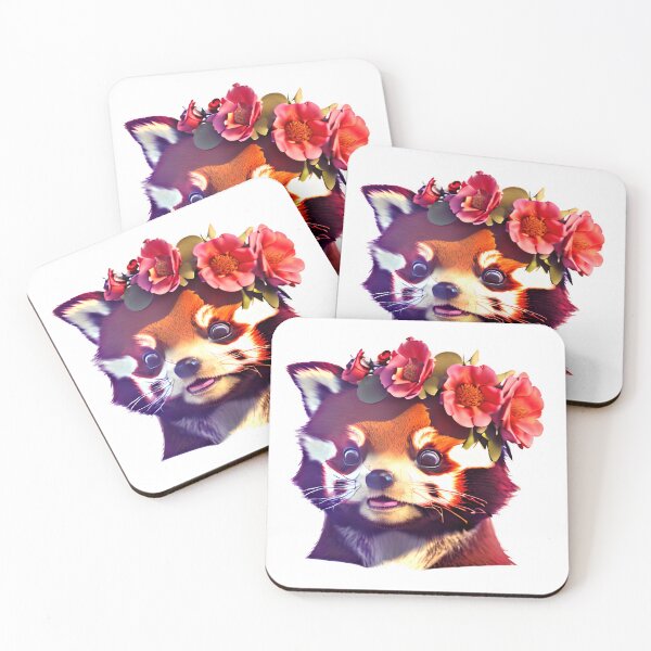Item preview, Cute Friendly Red Panda With Flowers designed and sold by EdeniaArtStudio.