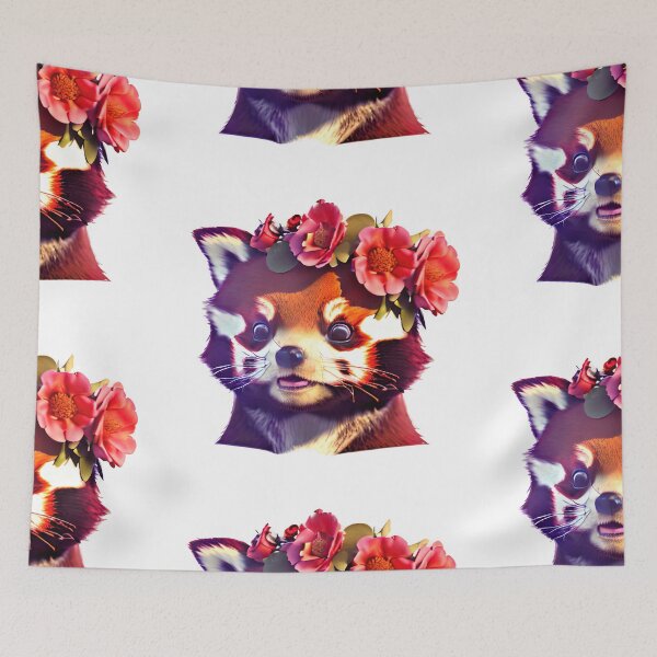 Item preview, Cute Friendly Red Panda With Flowers designed and sold by EdeniaArtStudio.