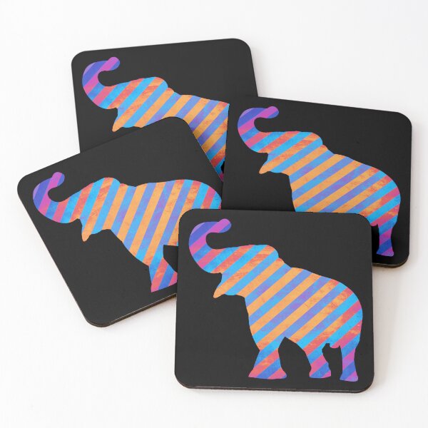 Item preview, colorful striped elephant silhouette designed and sold by ramazis.
