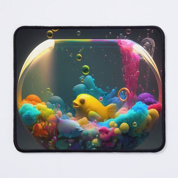 Item preview, "Rainbow Fish Bowl - Whimsical Digital Art for a Splash of Color" designed and sold by lezario.