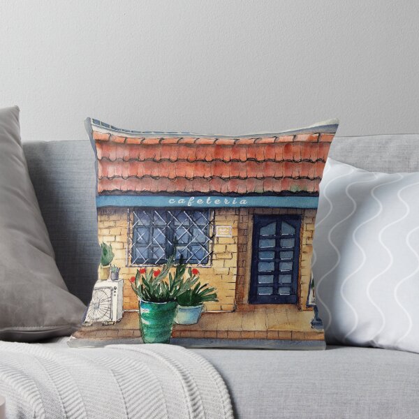 Item preview, Watercolor illustration of aт Asian cafe under a tiled roof designed and sold by MaryWatercolor.