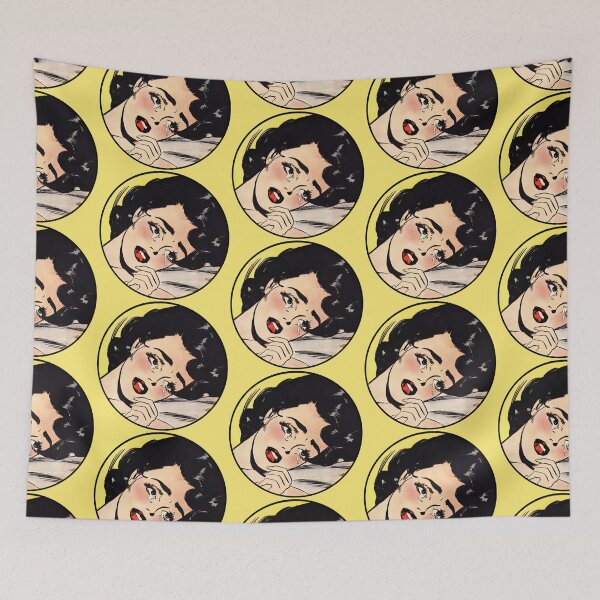 Aperçu de l'œuvre cheveux noirs, pleurer, vendange, comique, femme, portrait créée et vendue par MadfishDesigns.