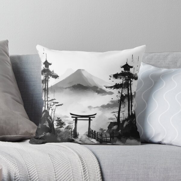 Torii on Fuji Throw Pillow
