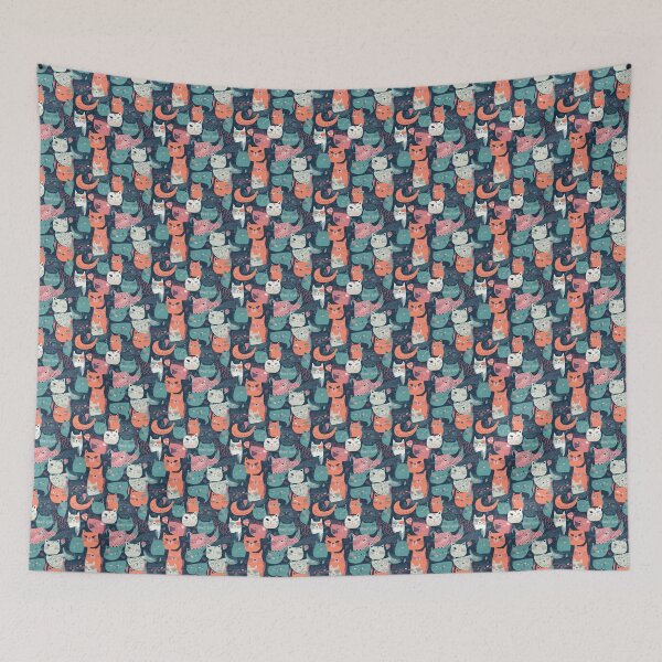 Artikelvorschau, Purr-fectly Cozy Cat Pattern entworfen und verkauft von PlantyOfTShirts.